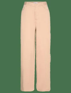Mango Flowy straight-fit trousers - Raka byxor LIGHT BEIGE Sale