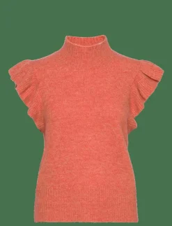 Sirup Copenhagen Frida Frill Waistcoat - Stickade västar APRICOT BRANDY Online