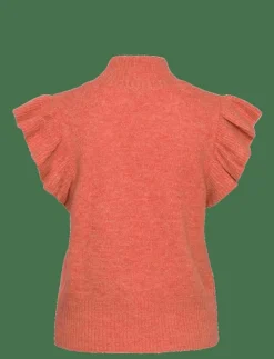 Sirup Copenhagen Frida Frill Waistcoat - Stickade västar APRICOT BRANDY Online