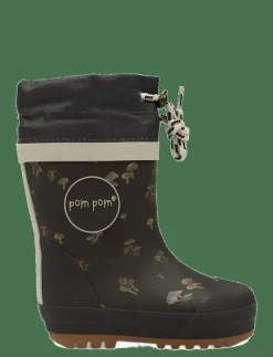 Pom Pom GumBoots™ Thermo - Höga gummistövlar FUNGI (DARK BACKGROUND) Hot