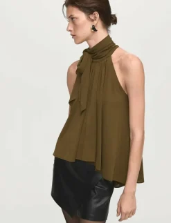 Halter top with bow - Linnen|Mango Best