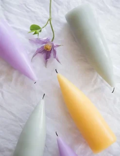 Kunstindustrien Hand Dipped Cone-Shaped Candles, 2 pack - Blockljus LIGHT RESEDA GREEN Clearance