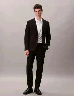 Calvin Klein ITALIAN WOOL BLEND SLIM TROUSER - Kostymbyxor BLACK New