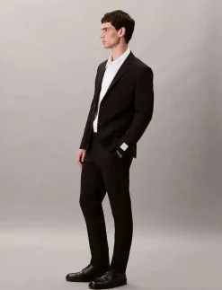 Calvin Klein ITALIAN WOOL BLEND SLIM TROUSER - Kostymbyxor BLACK New