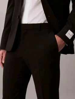 Calvin Klein ITALIAN WOOL BLEND SLIM TROUSER - Kostymbyxor BLACK New