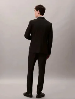 Calvin Klein ITALIAN WOOL BLEND SLIM TROUSER - Kostymbyxor BLACK New