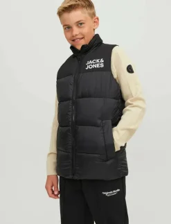 Jack & Jones JJETOBY BODYWARMER COLLAR SN JNR - Väst BLACK Clearance