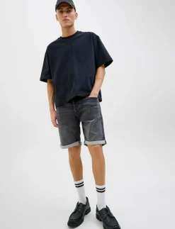 Jack & Jones JJIRICK JJICON I.K. SHORTS GE 062 SN - Jeansshorts BLACK DENIM Clearance