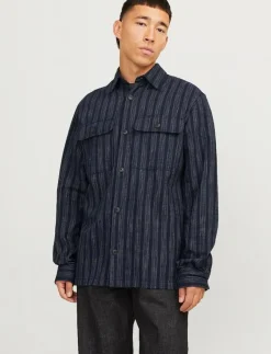 Jack & Jones JPRCCRAYMOND SPRING STRIPE OVERSHIRT SN - Jackor & rockar NIGHT SKY Discount