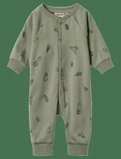 Wheat Jumpsuit L/S Lou - Långärmad bodysuit DUSTY GREEN CARS Clearance