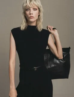 Mango Jumpsuit with draped neck and belt - Jumpsuits BLACK New