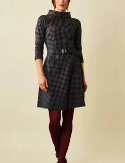 Kim Houndstooth Dress - Midiklänningar|Jumperfabriken Discount