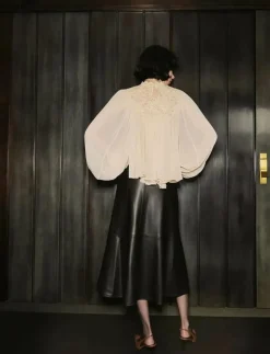 Lace combination blouse - Långärmade blusar|Mango Outlet