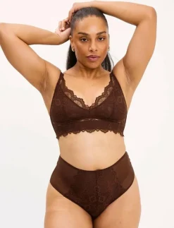 Understatement Underwear Lace Support Bra - Bralette COFFEE New