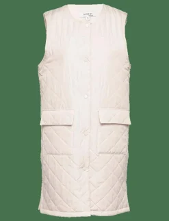 Sirup Copenhagen Laila Quilted Long Waistcoat - Quiltade västar WHITECAP GRAY