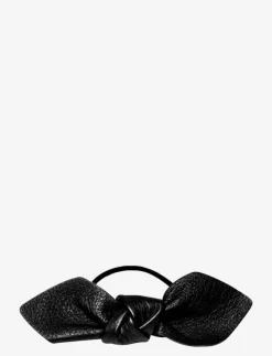 Corinne Leather Bow Big Hair Tie - Hårsnoddar BLACK New