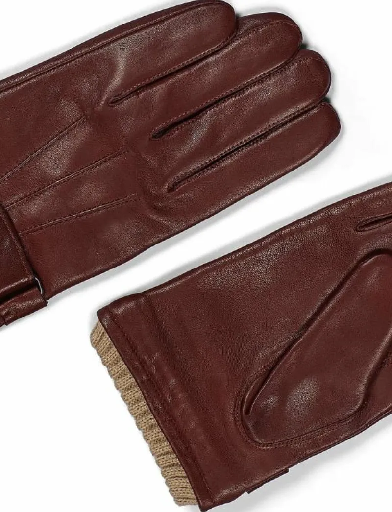 Howard London Leather Gloves Smith - Fingervantar BROWN Clearance