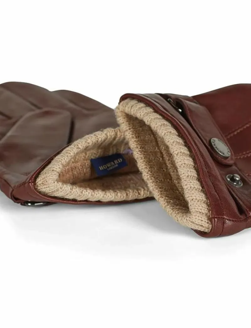 Howard London Leather Gloves Smith - Fingervantar BROWN Clearance