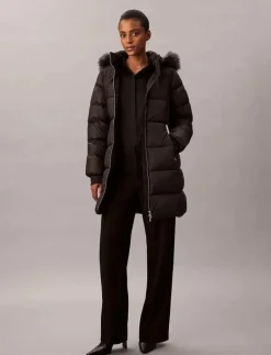 LONG DOWN JACKET WITH FUR - Dunkappor|Calvin Klein Sale