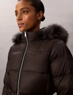 LONG DOWN JACKET WITH FUR - Dunkappor|Calvin Klein Sale