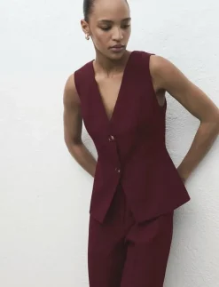 Mango Long suit-style jumpsuit - Jumpsuits DARK RED New