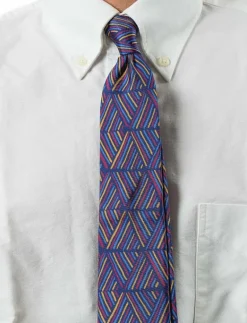 AN IVY Malik Navy Burgundy Blue Silk Tie - Slipsar MULTI Clearance