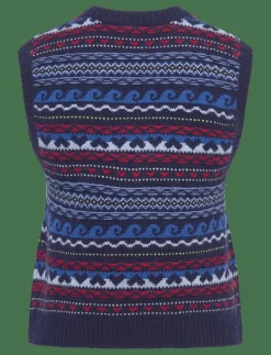 nué notes Malik Vest - Stickade västar 937 NAVY MULTI KNIT