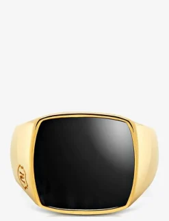 Men's Gold Signet Ring with Onyx - Ringar|Nialaya Sale