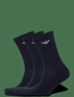 Emporio Armani MEN'S KNIT SHORT SOCKS - Vanliga strumpor 00135-MARINE