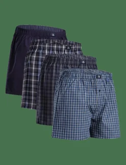 Danish Endurance Men's Organic Woven Boxers 4-pack - Kalsonger ASSORTED BLUE/GREY MIX Sale