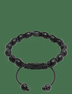 Men's Silver Beaded Bracelet with Matte Onyx & CZ Beads - Armband|Nialaya Outlet