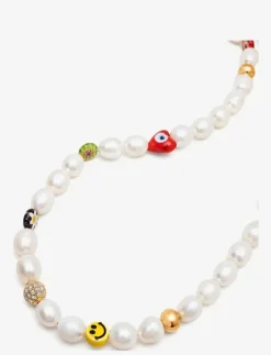Men's Smiley Face Pearl Choker with Assorted Beads - Halsband|Nialaya Online
