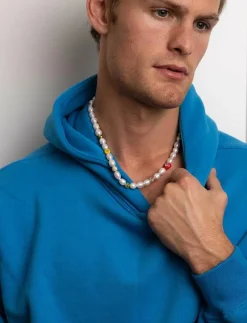 Men's Smiley Face Pearl Choker with Assorted Beads - Halsband|Nialaya Online