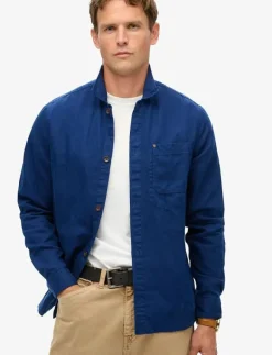 Superdry MERCHANT LINEN BLEND OVERSHIRT - Jackor & rockar SUPERMARINE NAVY Hot