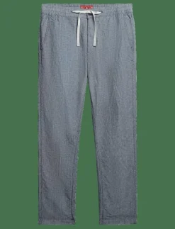 Superdry MERCHANT LINEN PANT - Linnebyxor NAVY STRIPE Discount