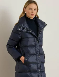 Lauren Ralph Lauren Metallic Funnelneck Down Maxicoat - Dunkappor DK NAVY New