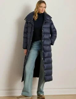 Lauren Ralph Lauren Metallic Funnelneck Down Maxicoat - Dunkappor DK NAVY New