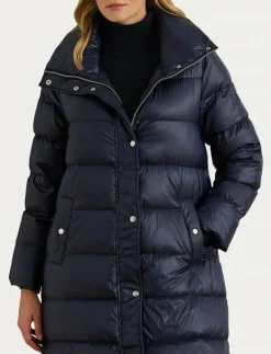 Lauren Ralph Lauren Metallic Funnelneck Down Maxicoat - Dunkappor DK NAVY New