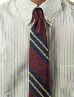 AN IVY Miles Striped Silk Tie - Slipsar BURGUNDY Outlet