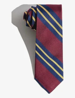 AN IVY Miles Striped Silk Tie - Slipsar BURGUNDY Outlet