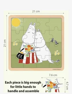 Barbo Toys Moomin - Wooden Square Puzzle - Hugs - Träpussel 1016 Outlet