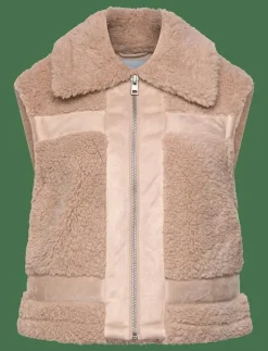 Minus MSAlda Faux Fur Vest - Vadderade västar SAND GRAY New