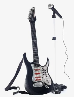 Music MU Electric Guitar with Microphone & Stand - Musikinstrument BLACK Best