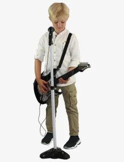 Music MU Electric Guitar with Microphone & Stand - Musikinstrument BLACK Best