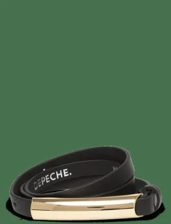 DEPECHE Narrow Belt - Skärp 190 BLACK / GOLD Sale