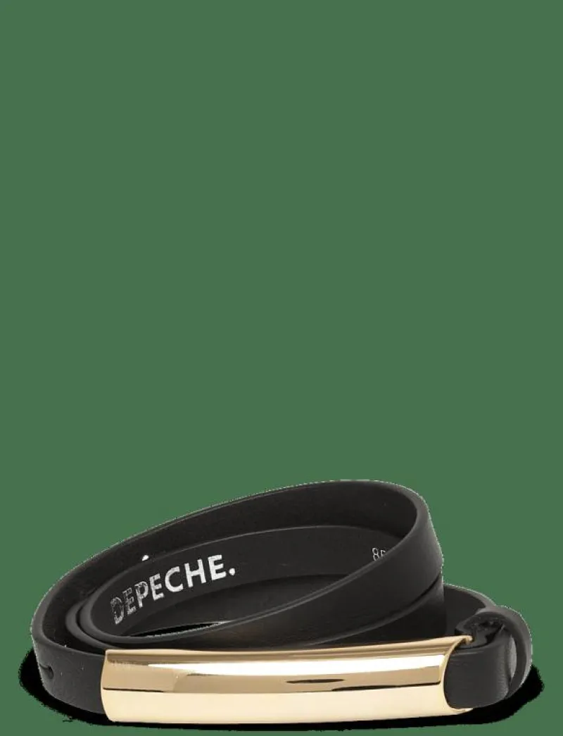 DEPECHE Narrow Belt - Skärp 190 BLACK / GOLD Sale