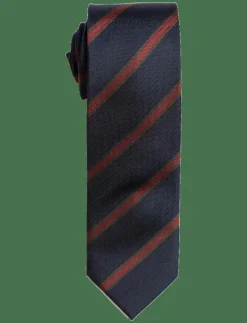 AN IVY Navy Herringbone Silk Tie - Slipsar NAVY RED Hot