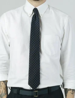 AN IVY Navy Yellow Dots Silk Tie - Slipsar NAVY/YELLOW Best