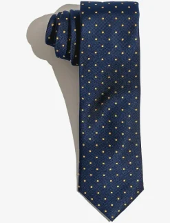 AN IVY Navy Yellow Dots Silk Tie - Slipsar NAVY/YELLOW Best