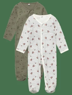 Pippi Nightsuit w/f -buttons 2-pack - One-sie DEEP LICHEN GREEN Sale